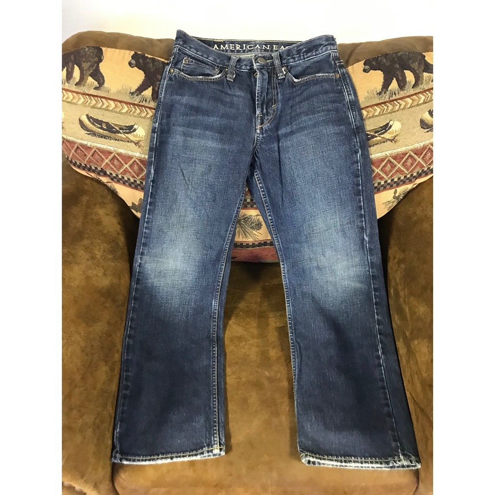 American Eagle Boys Bootcut Jeans Dark Wash Blue‎ Denim 26x28 100% Cotton